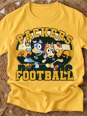 Packers Football Shirt, Cartoon Sports Fan Yellow Graphic Tee Unisex